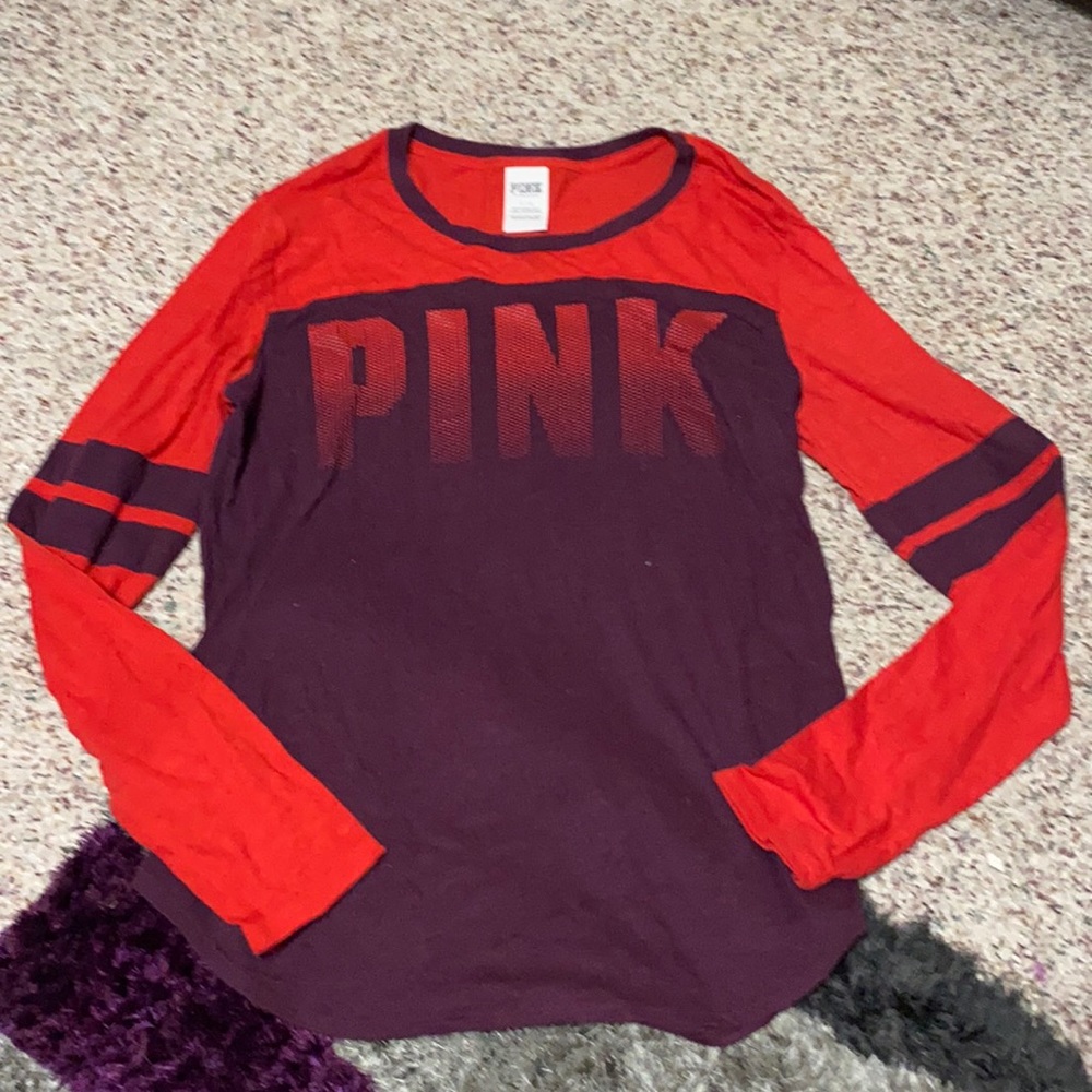 PINK large long sleeve red and burgundy